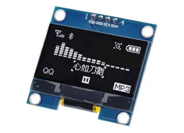 Μίνι OLED οθόνη λευκή 1.3 inch 128x64 I2C