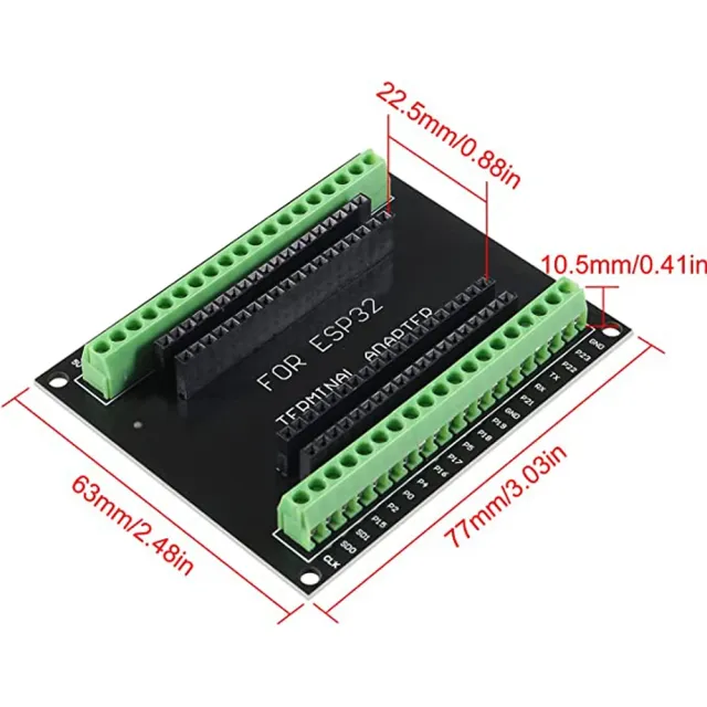 Πλακέτα breakout με 38 ακίδες για ESP32-S με βιδωτούς ακροδέκτες