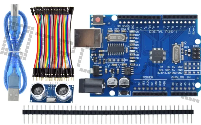 Starter Kit για Arduino Uno R3 με τον αισθητήρα απόστασης HC-SR04 και καλώδια dupont