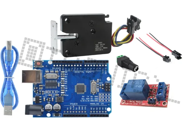 Starter Kit για Arduino Uno R3 με 5v κλειδαριά, module ρελέ, dc jack και 2 pin pigtail