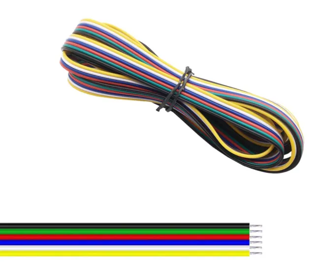 Καλώδιο 6-αγωγών 22AWG Ø1.3mm κίτρινο / λευκό / μπλε / κόκκινο / πράσινο / μαύρο 1 meter