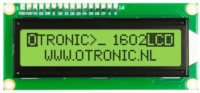 1602 LCD πράσινο/κίτρινο με backlight