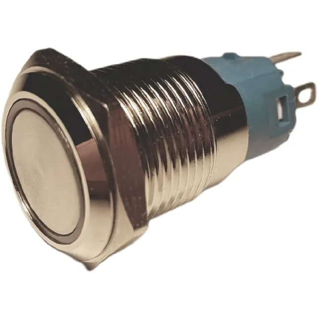 Κουμπί πίεσης | Στιγμιαίο - παλμικό | 12V LED Μπλε | RVS | 16mm