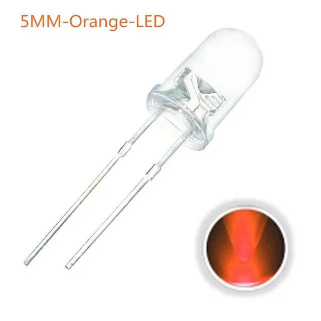 10x LED Δίοδος Διαφανής 5mm Πορτοκαλί 2V