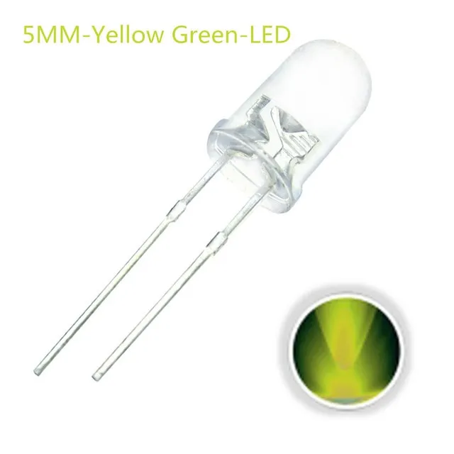 10x LED Δίοδος Διαφανής 5mm Πράσινο / Κίτρινο 2V