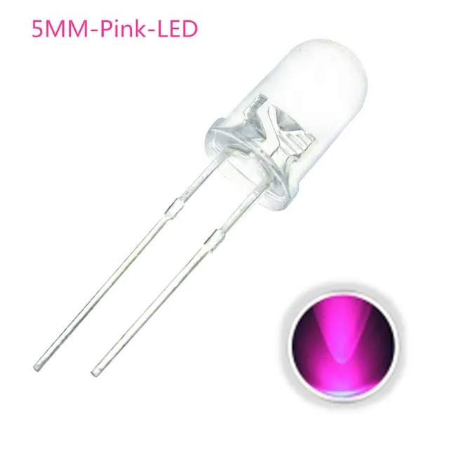 10x LED Δίοδος Διαφανής 5mm Ροζ 3V
