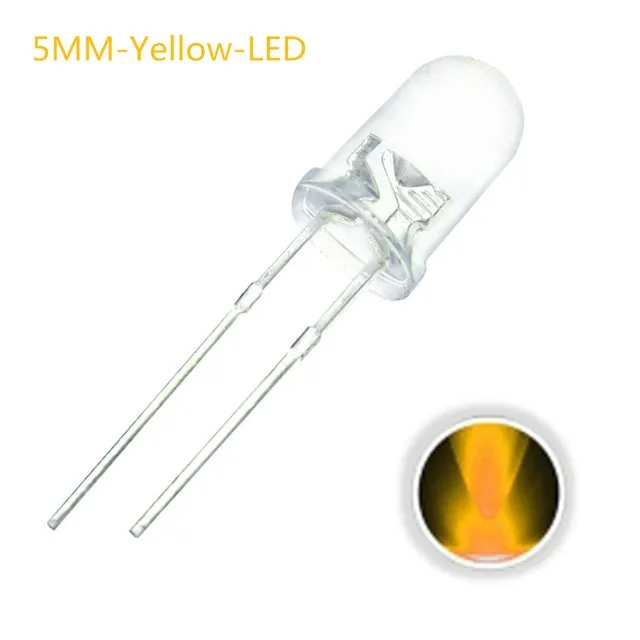 10x LED Δίοδος Διαφανής 5mm Κίτρινο 2V