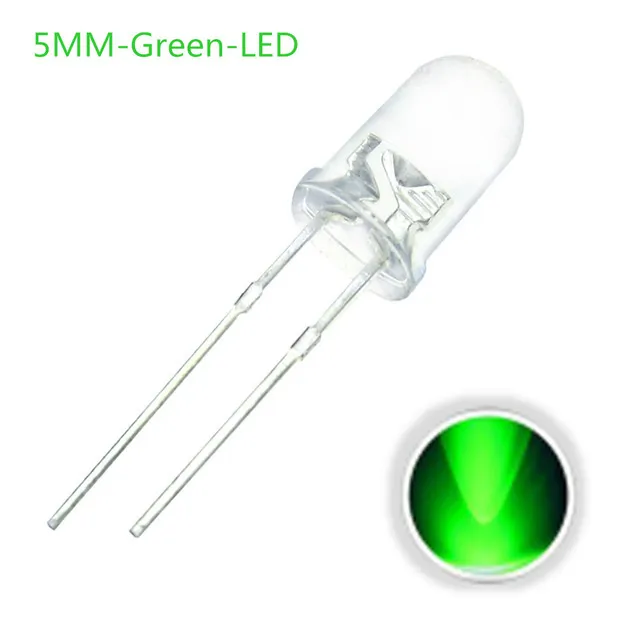 10x LED Δίοδος Διαφανής 5mm Πράσινο 3V