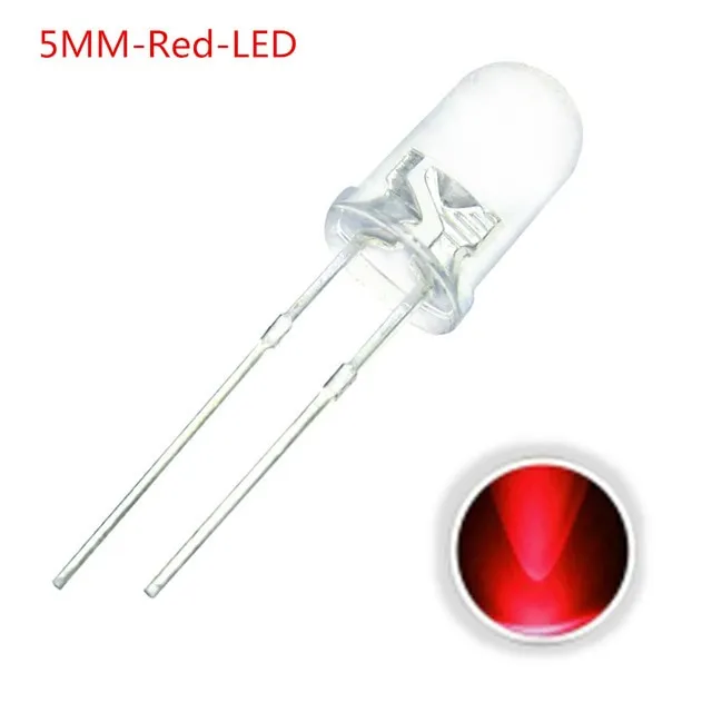 10x LED Δίοδος Διαφανής 5mm Κόκκινο 2V