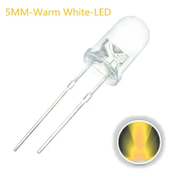 10x LED Δίοδος Διαφανής 5mm Θερμό Λευκό 3V