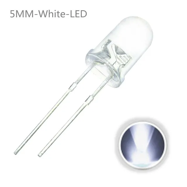 10x LED Δίοδος Διαφανής 5mm Λευκό 3V