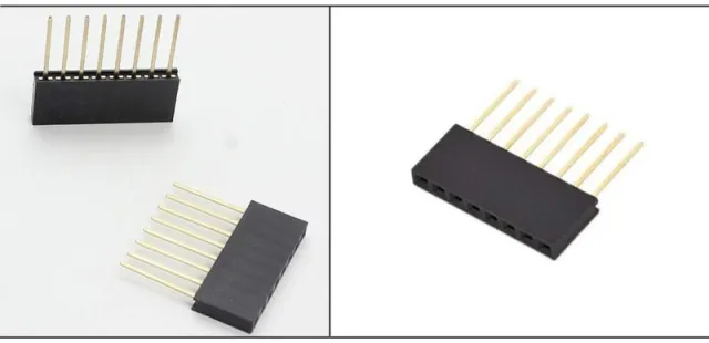 Βύσμα θηλυκό pin-header 8 ακίδων, μονής σειράς, ευθύ, βήμα 2,54 mm - στοιβαζόμενο