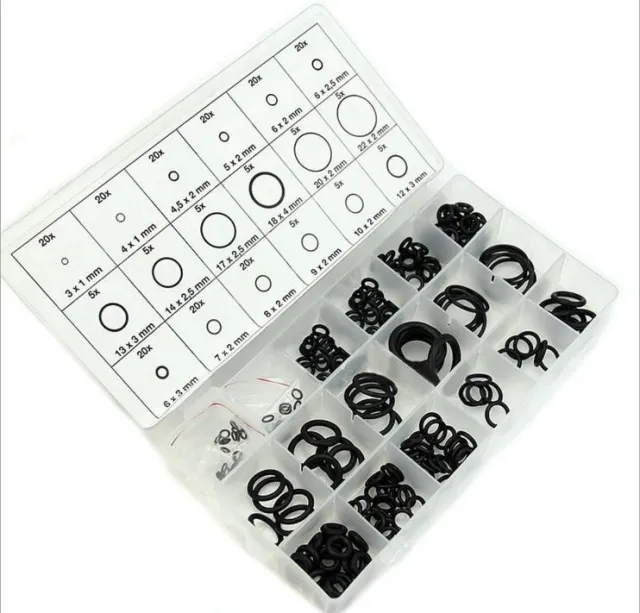 225 Τμχ Μαύρο NBR O Ring Seal Kit 15 Διαφορετικά Μεγέθη