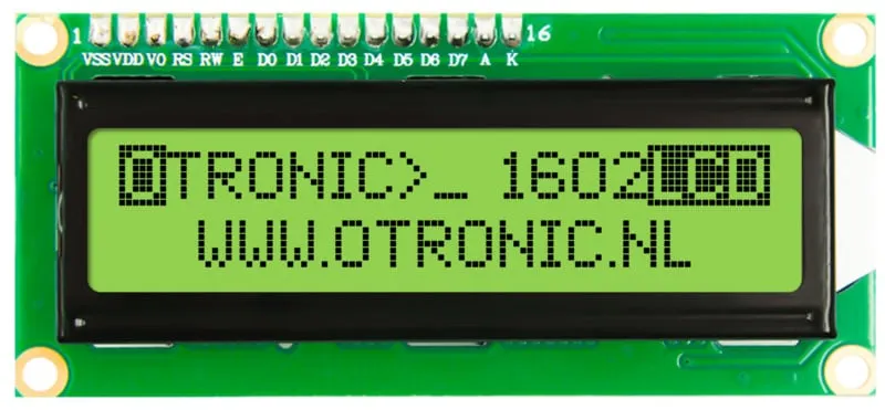 1602 LCD πράσινο/κίτρινο με backlight