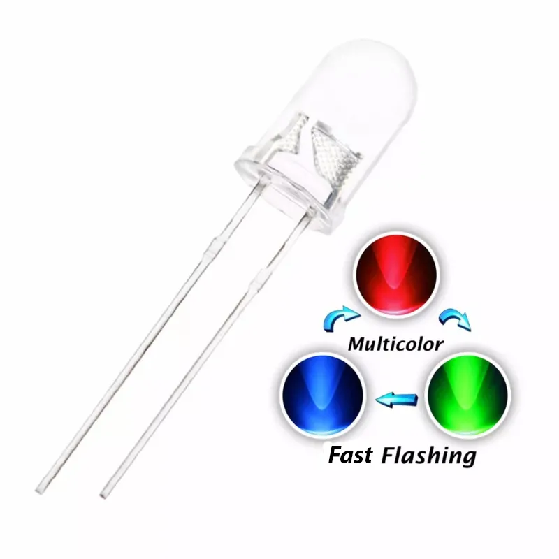 10x RGB LED χρωμάτων 5mm Magic Rainbow Effect (γρήγορο fade και αναβόσβημα)