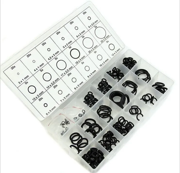 225 Τμχ Μαύρο NBR O Ring Seal Kit 15 Διαφορετικά Μεγέθη